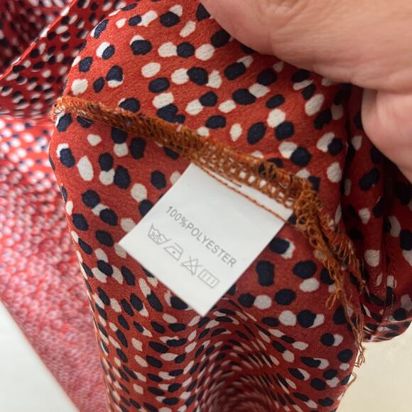 Petal & Pup Women's Printed Burnt Orange Satin Cutout Midi Dress Size 4 - Picture 4 of 8